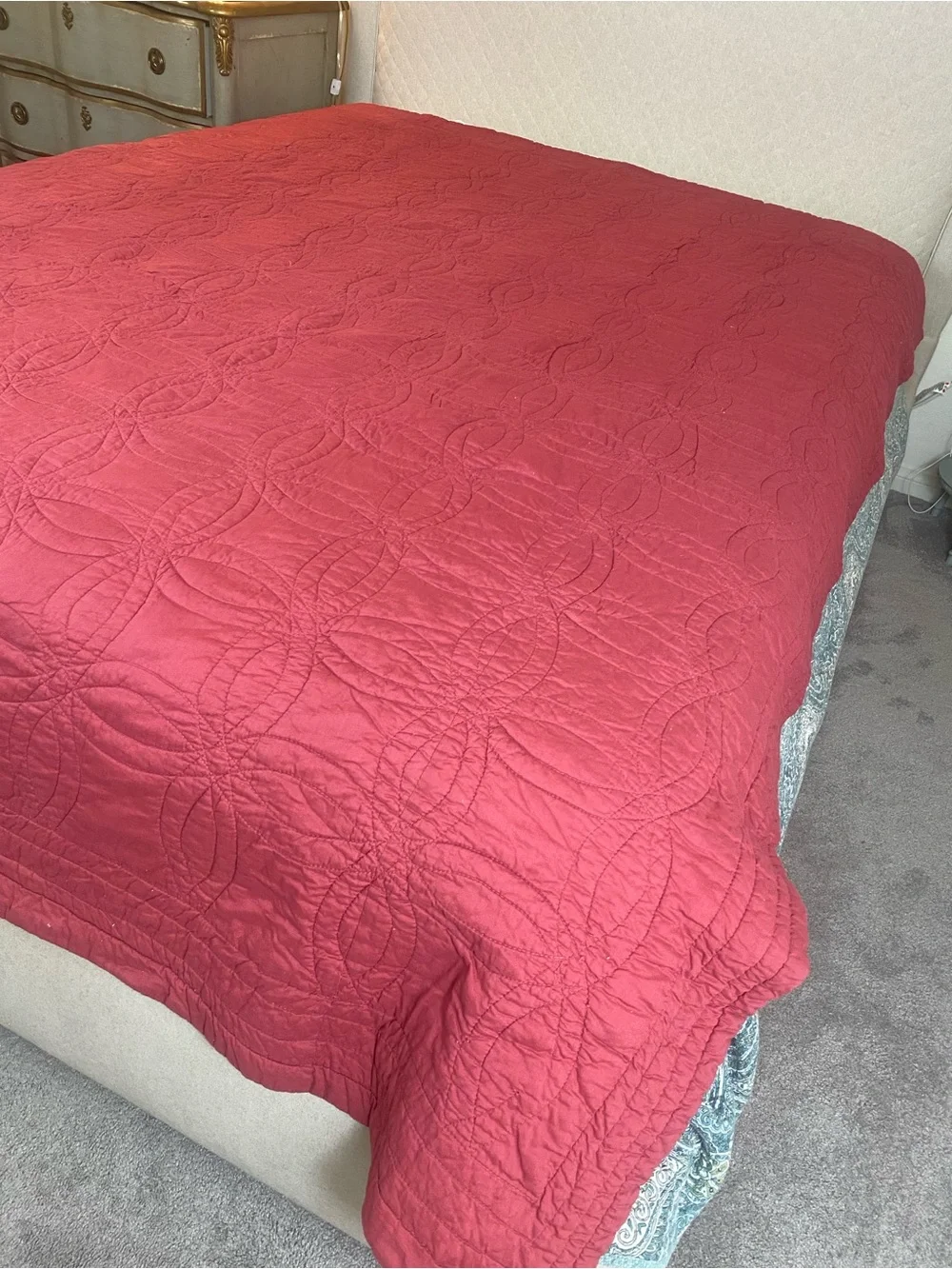 Red Quilted Bedspread/ coverlet Classic 100% cotton
